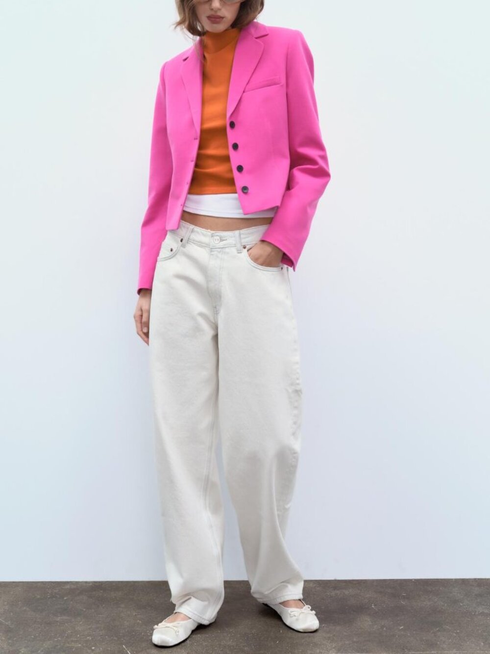 Zara Pink Cropped Blazer